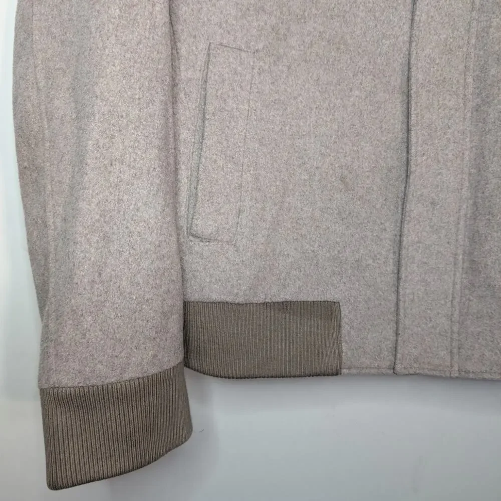 Cardinal of Canada Wool Blend Bomber Jacket In Oatmeal, Size Large